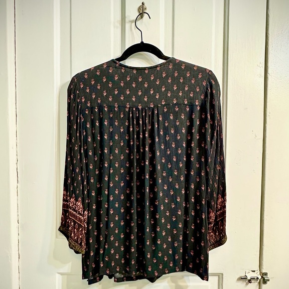 Excellent Condition Garnet Hill Boho Border-Print Blouse (Black/Spice: Size 10) - Picture 7 of 7